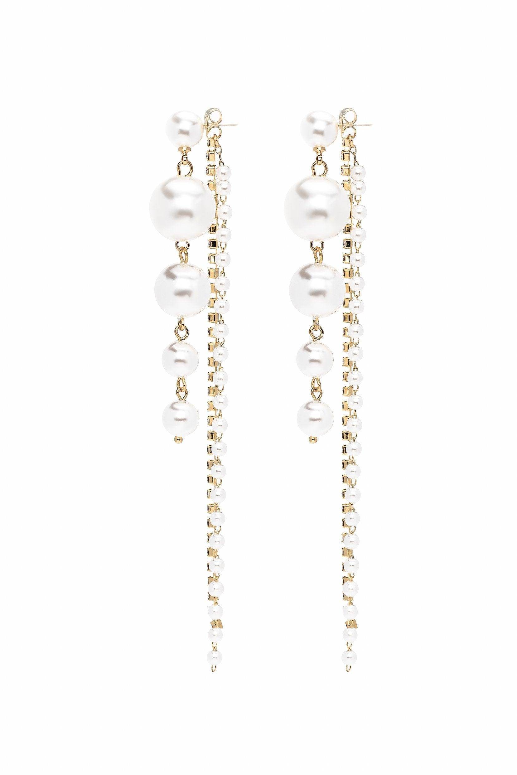Alloy Earrings with Rhinestone Imitation Pearl CE0117 - COCOMELODY